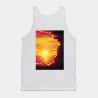 Sunset under cliff landscape Tank Top